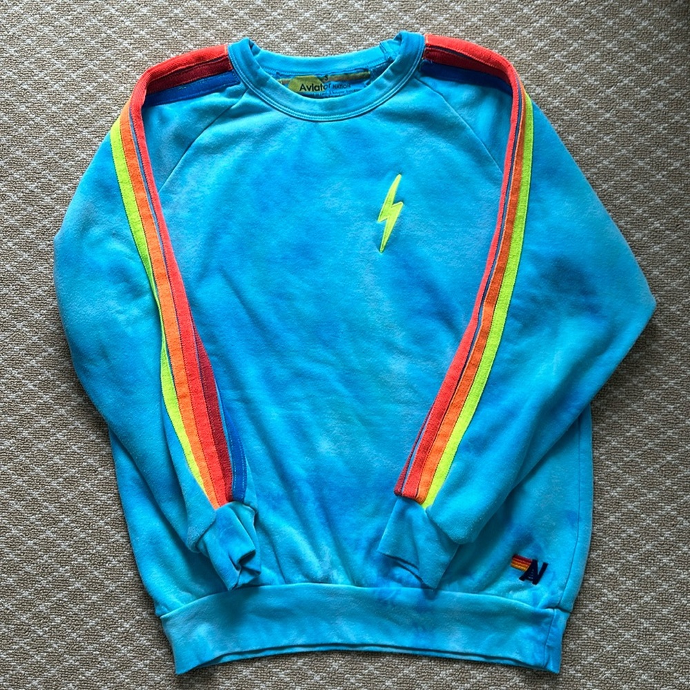 Aviator Nation Crewneck Sweatshirt with Embroidered Bolt. Sz Small. Orig $165